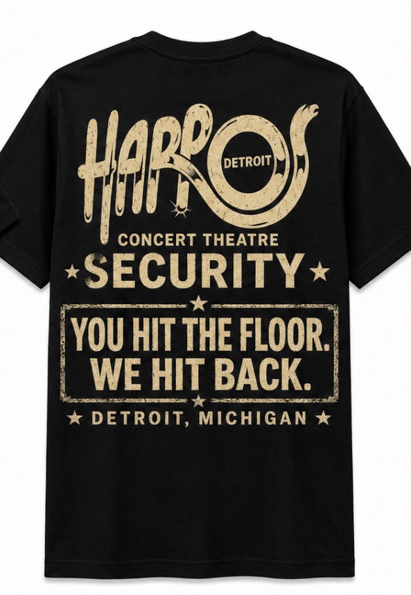 Harpo’s Security “We Hit Back” Vintage Detroit Concert Tee