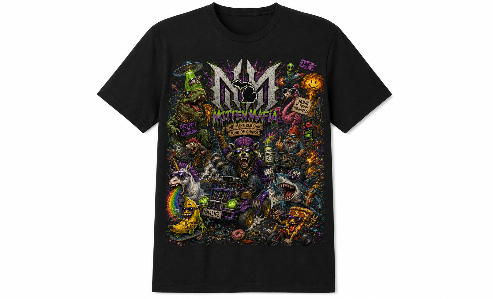 Mitten Mafia Slippin Into Chaos Party Monster Tee