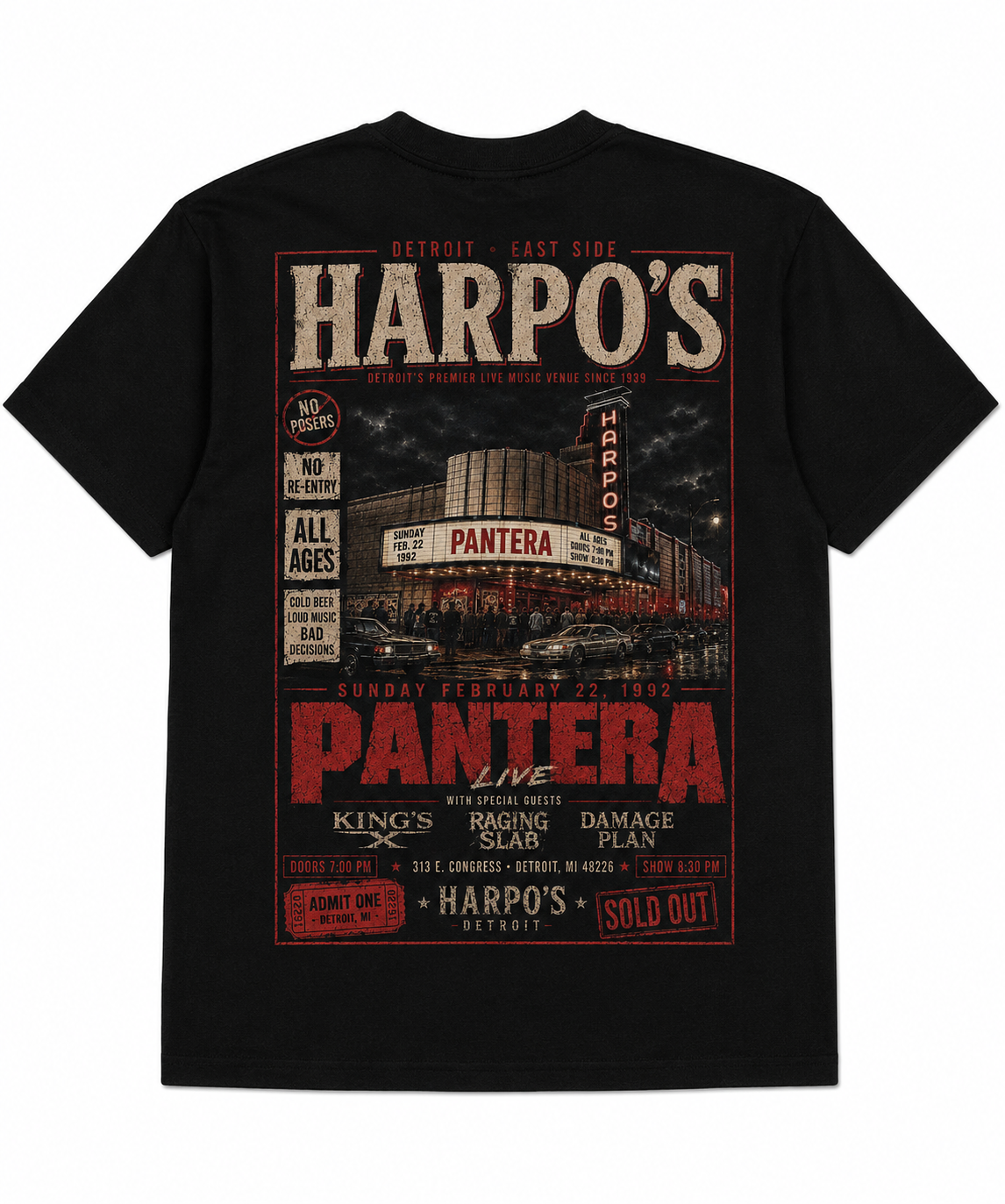 Harpo’s Detroit Pantera 1992 Shirt | Vintage Metal Concert Tee